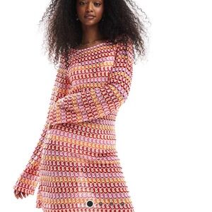 Elegant Long Sleeve Multicolor Dress
